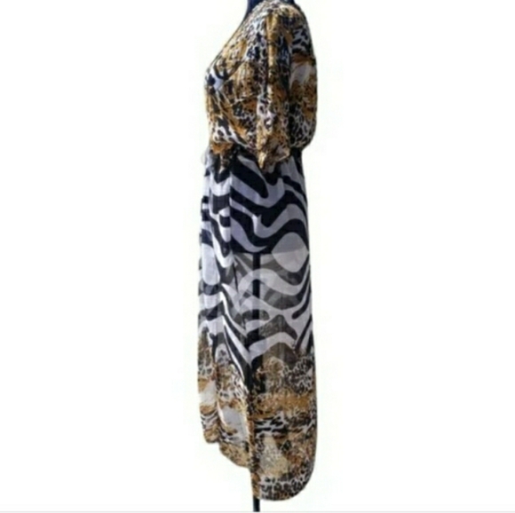 Kimono Leopard Swimsuit Cover Up Duster Zebra Wrap Top Tunic XL 🤎 NEW - Picture 4 of 11